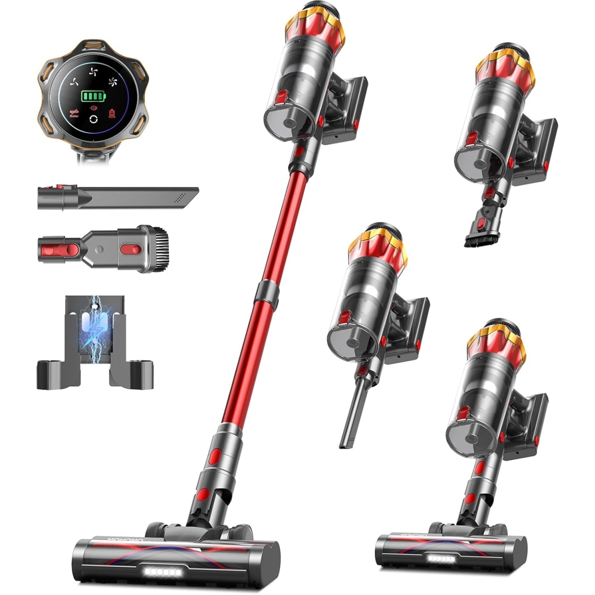 MOHOMO Cordless Vacuum Cleaner, 12-in-1 Stick Vacuum with 55-Min Max Runtime, Self-Standing & Anti-Tangle, Vacuum Cleaners for Home, Lightweight Vacuum for Pet Hair Hardwood Floor Carpet